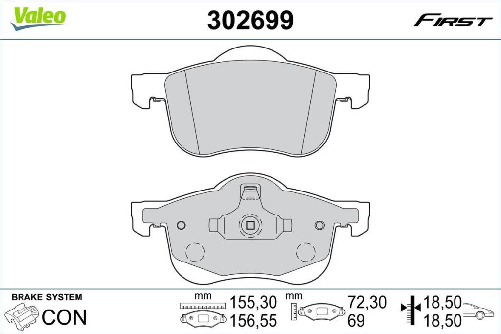 Jogo de 4 pastilhas de travão VALEO ref. 302699